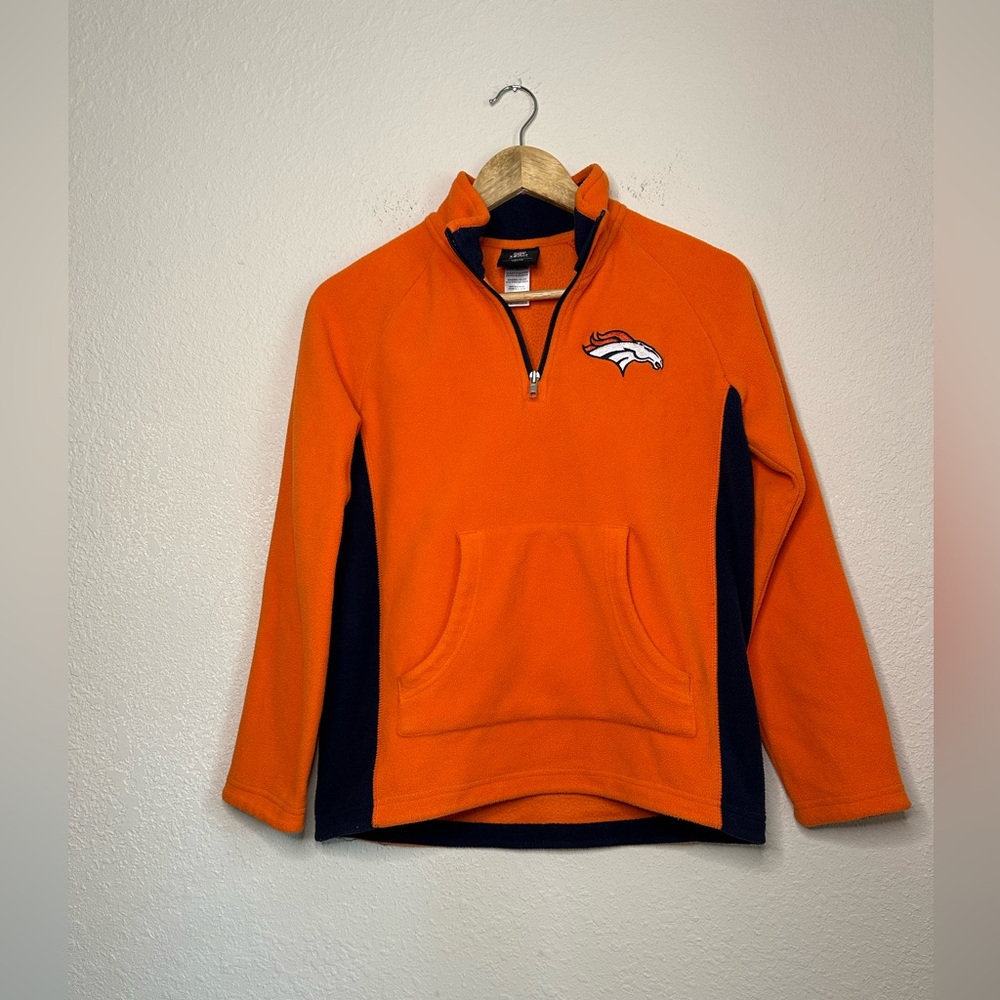 NFL Team Apparel Youth Denver Broncos Orange Fleece Quarter-zip Size Medium